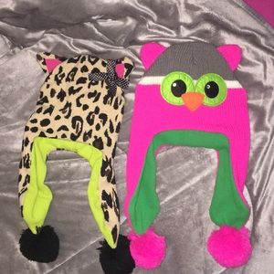 2 Children’s Hats ~ 1 Cheetah Print & 1 Owl